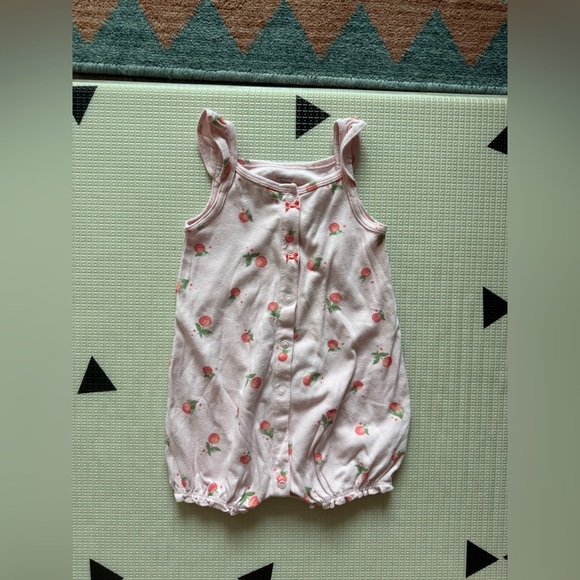 Carter’s|Baby girl light pink apple fruit print bubble romper•••boho novelty - Picture 2 of 7